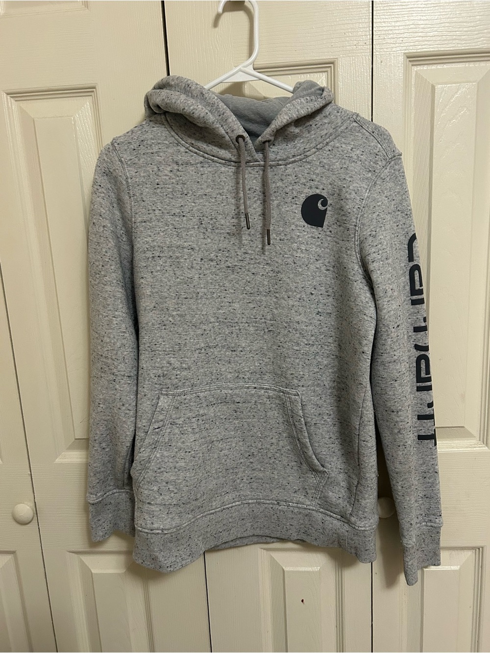 Carhartt Gray Speckled Pullover Hoodie with Logo